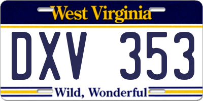WV license plate DXV353