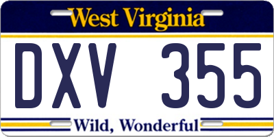 WV license plate DXV355