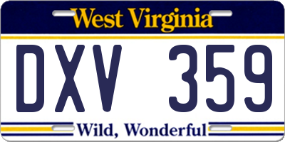 WV license plate DXV359