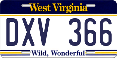 WV license plate DXV366