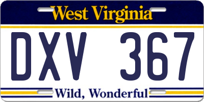 WV license plate DXV367