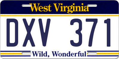 WV license plate DXV371
