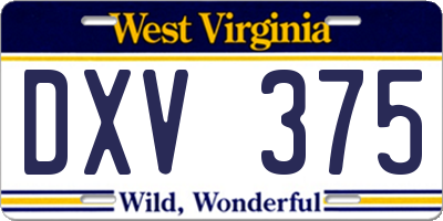 WV license plate DXV375