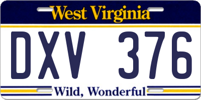 WV license plate DXV376