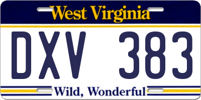 WV license plate DXV383