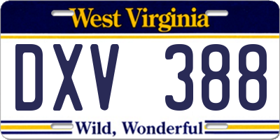 WV license plate DXV388