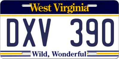 WV license plate DXV390