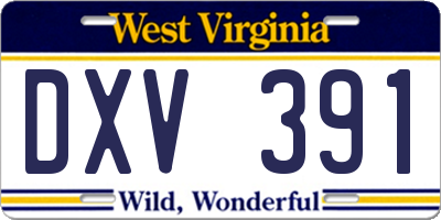 WV license plate DXV391