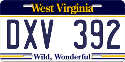 WV license plate DXV392