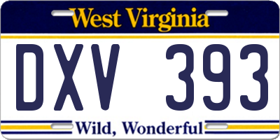 WV license plate DXV393