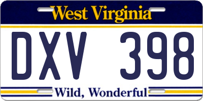 WV license plate DXV398