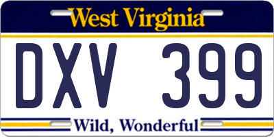 WV license plate DXV399