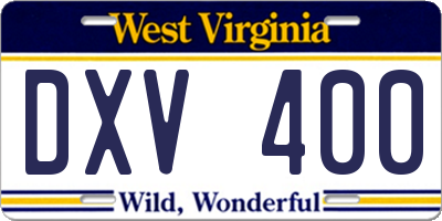WV license plate DXV400