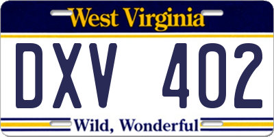 WV license plate DXV402