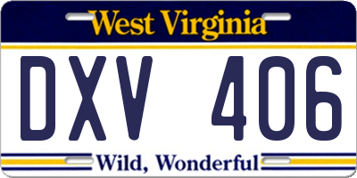 WV license plate DXV406