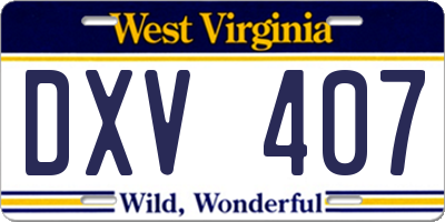 WV license plate DXV407