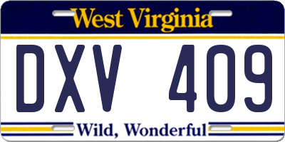 WV license plate DXV409