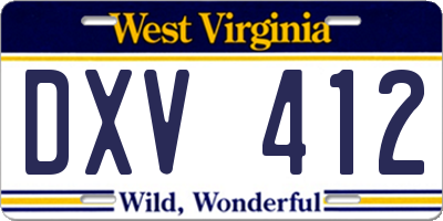 WV license plate DXV412