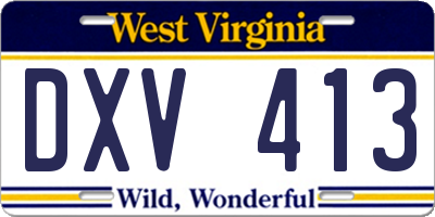 WV license plate DXV413