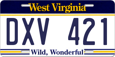 WV license plate DXV421