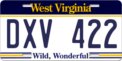 WV license plate DXV422