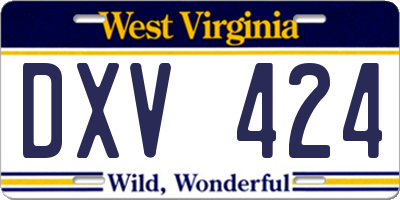 WV license plate DXV424