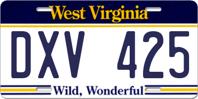 WV license plate DXV425