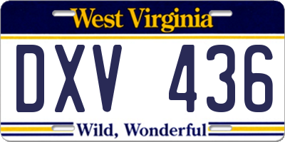WV license plate DXV436