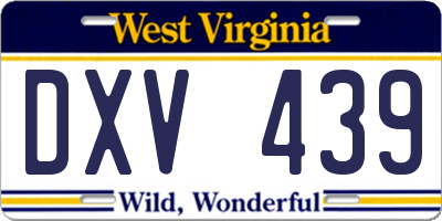 WV license plate DXV439