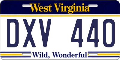 WV license plate DXV440