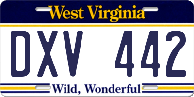 WV license plate DXV442