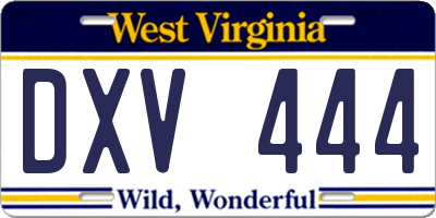 WV license plate DXV444