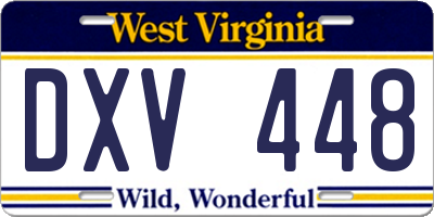 WV license plate DXV448