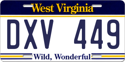 WV license plate DXV449
