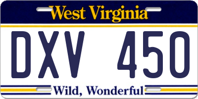 WV license plate DXV450