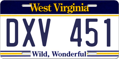 WV license plate DXV451