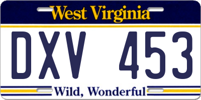 WV license plate DXV453