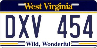 WV license plate DXV454