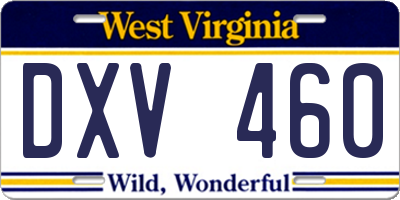 WV license plate DXV460