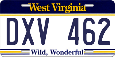 WV license plate DXV462