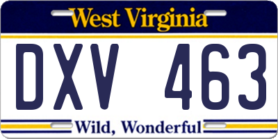 WV license plate DXV463