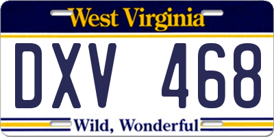 WV license plate DXV468