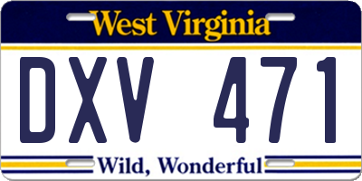 WV license plate DXV471
