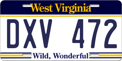 WV license plate DXV472