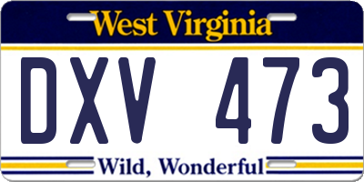 WV license plate DXV473