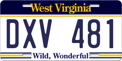WV license plate DXV481