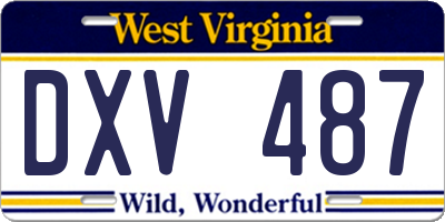 WV license plate DXV487