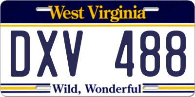 WV license plate DXV488