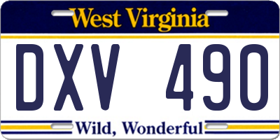 WV license plate DXV490