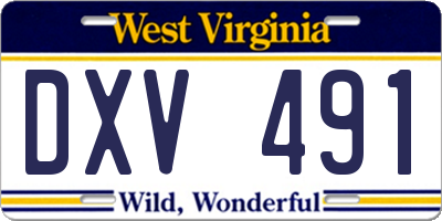 WV license plate DXV491